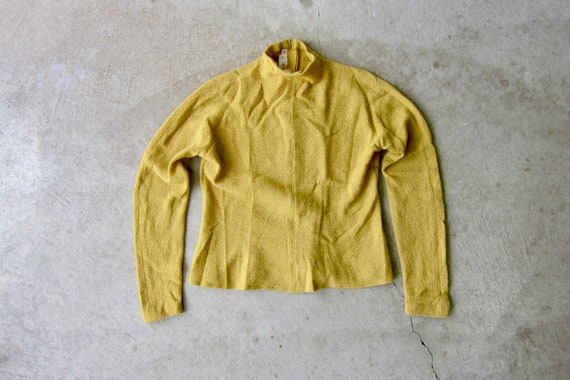 60s Woven Wool Top | Vintage Golden Rod Yellow So… - image 6