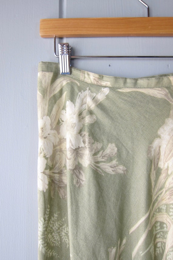 90s Linen Midi Skirt  |Floral Print Summer Skirt … - image 4