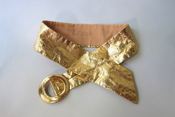 60s Gold Metallic Belt - image 2