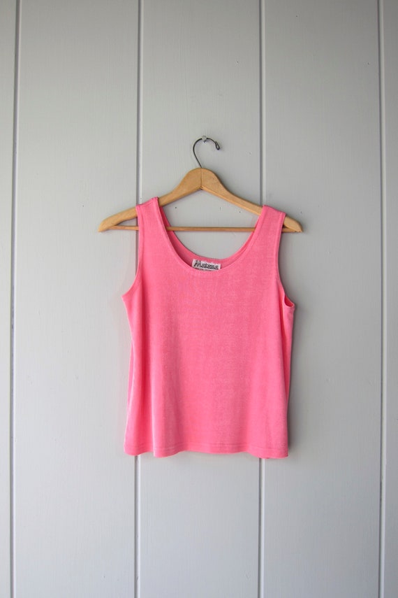 Pink Stretch Tank | Bubblegum Hot Pink Tank Tee | 