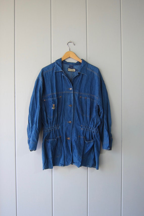90s Soft Denim Jean Jacket | Brass Button Up Jean… - image 1