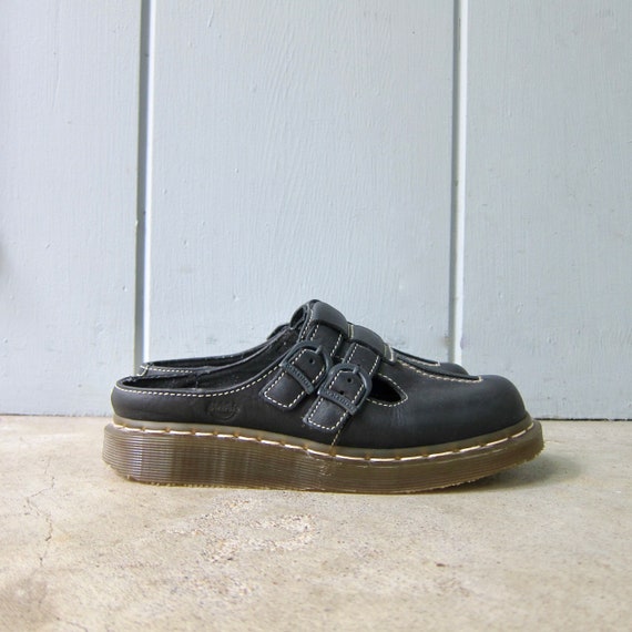 Dr. Martens Chunky 90s Slip On Mules | Black Buckl