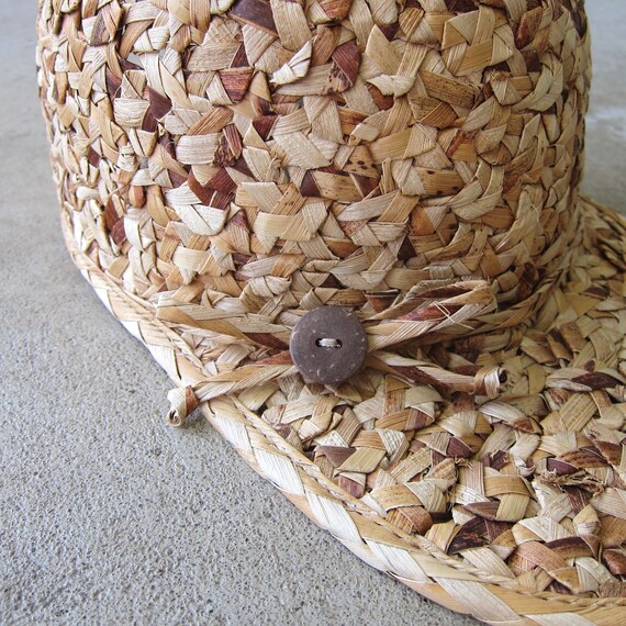 90s Woven Straw Ball Hat | Straw Market Chore Hat… - image 4