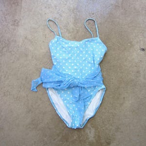 90s Polka Dot One-Piece Swimsuit: High Rise Retro Bathing Suit with Cover Up