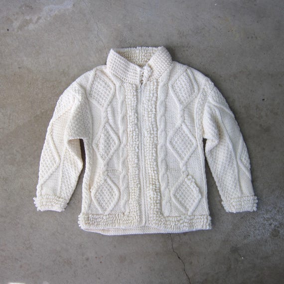 Dikke wollen trui met rits Chunky handgeweven wollen gebreide