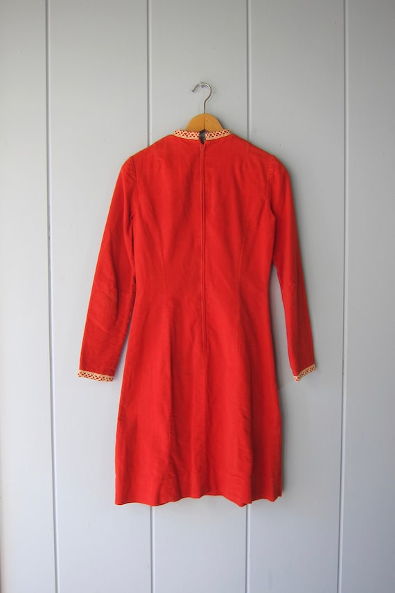 60s Orange Velvet Long Sleeve Dress | Mod Twiggy … - image 6