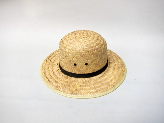 80s Woven Straw Hat | Straw Market Chore Hat | Wo… - image 7