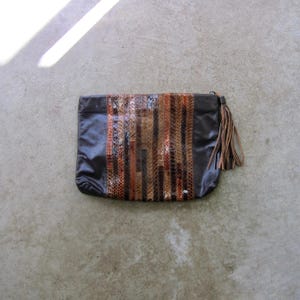 Bolso de mano de piel de serpiente de los años 80 / Bolso de mano vintage de piel de serpiente marrón multicolor / Bolso de mano CHIC de piel de serpiente de Marc Baren