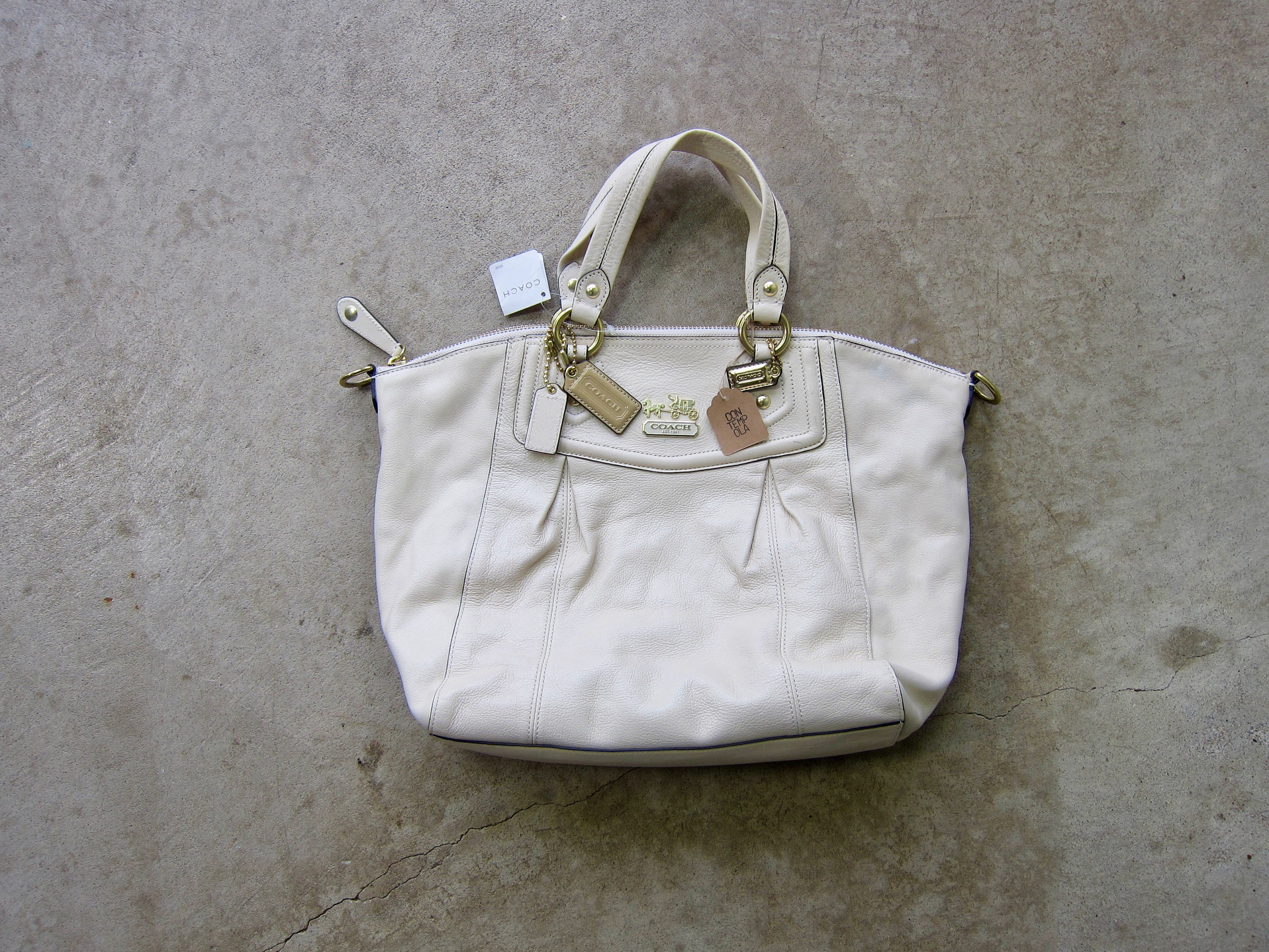 2000s Large White Coach Tote Gold Chain Coach Top Handle & - Etsy Denmark