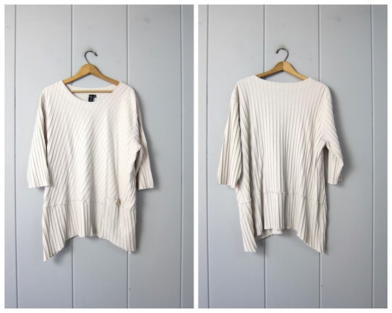 Ribbed Cotton Tunic Top | Textured Ecru Off White