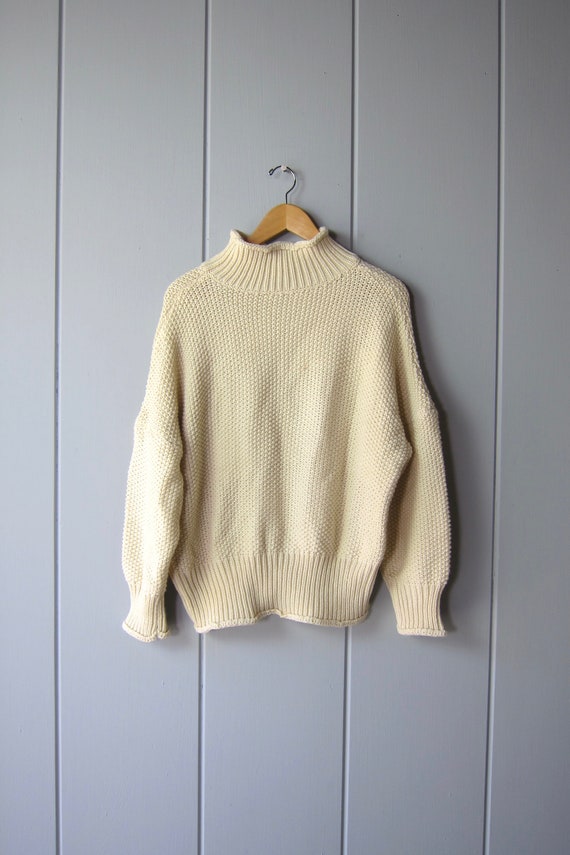 Creamy White Textured Sweater | Slouchy Turtlenec… - image 7