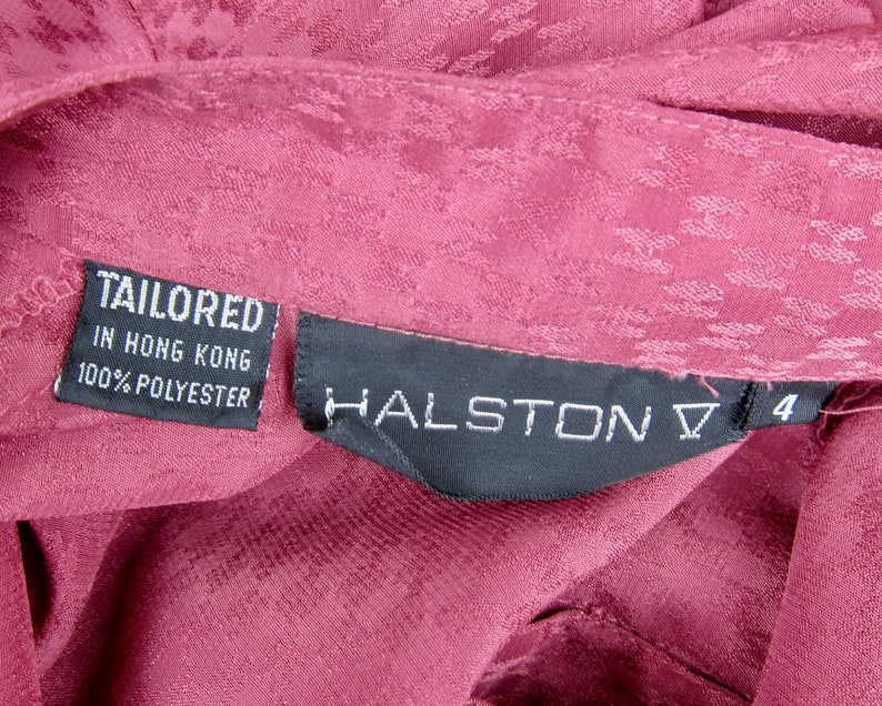 High Slit Mandarin Collar Dress Pink Secretary Shirtdress 80s Halston Mini Dress