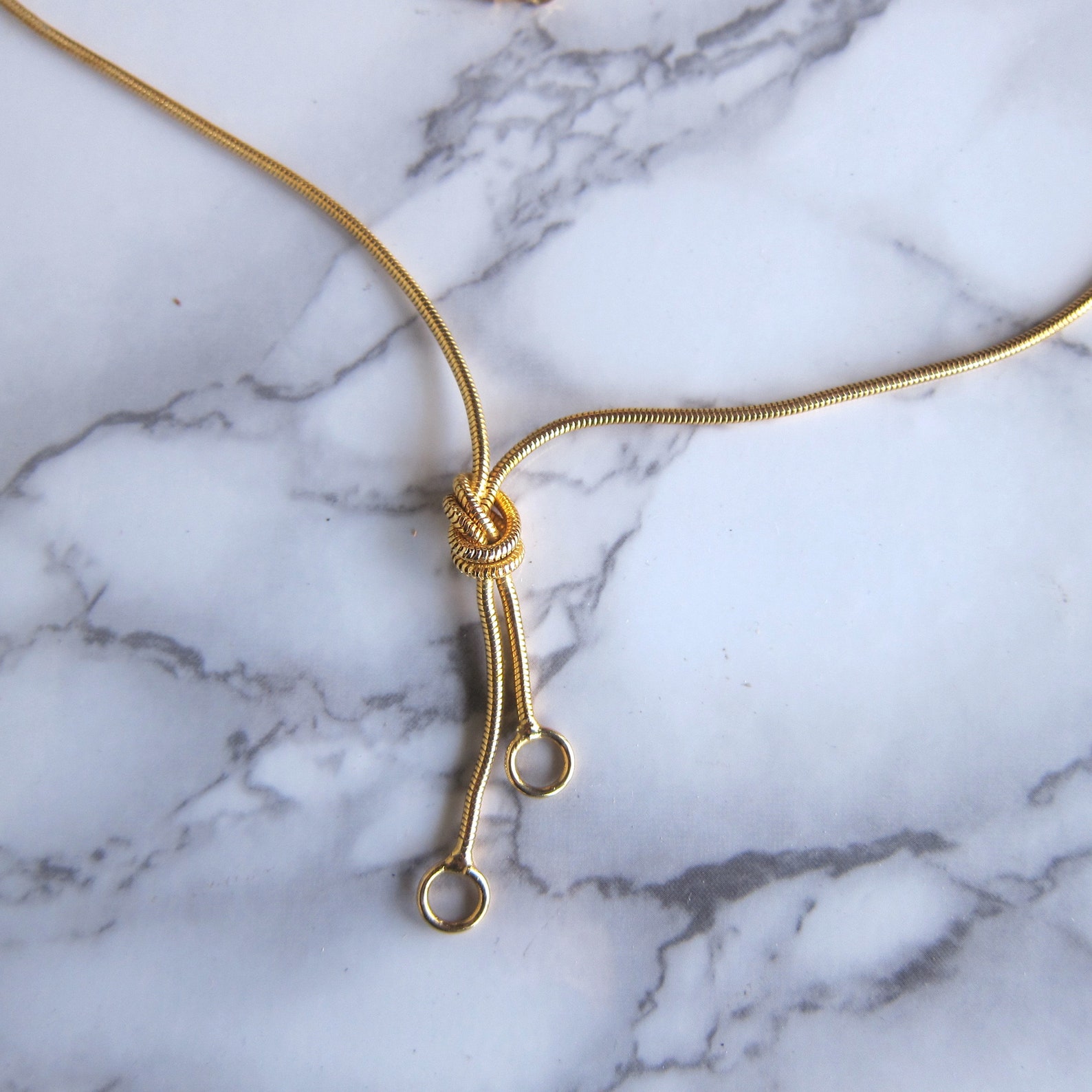 80s Gold Coil Necklace With Knot Detail Mod Minimal Jewelry Etsy