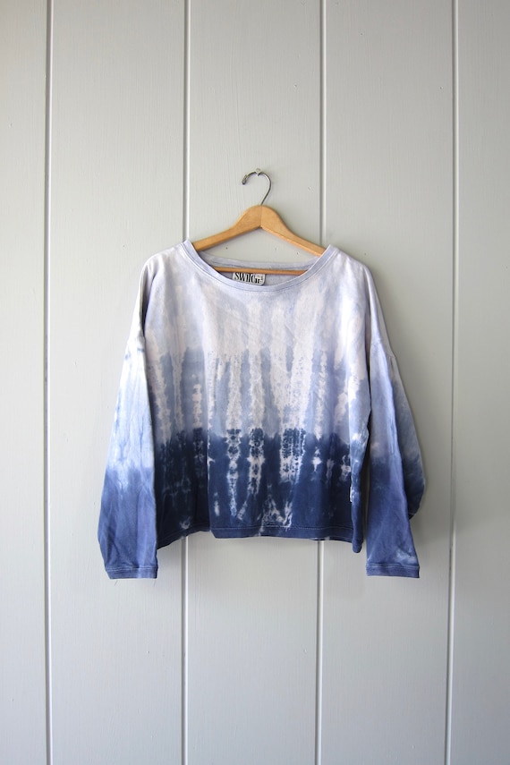 90s SWITCH Boxy Blue Ombre Sweatshirt Y2K Clothing