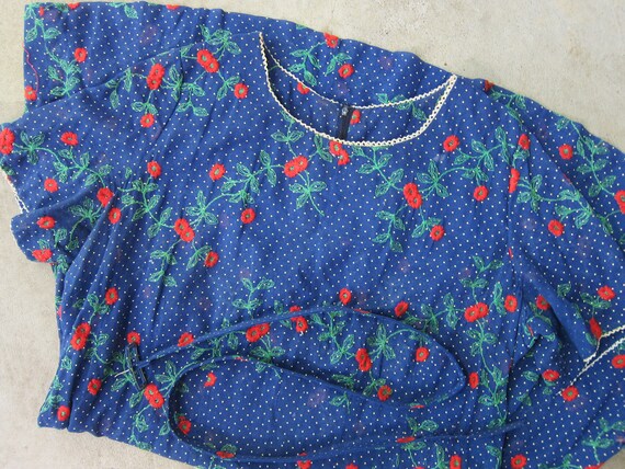 60s Blue Sheer Floral Dress | Vintage Embroidered… - image 9