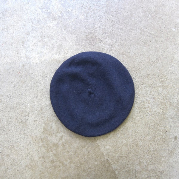 80 Navy Blue Wool Knit Beret | ECHO Preppy Fall Wool French Beret | Artist Prep Wool Circle Hat