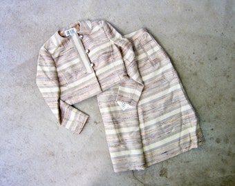 Vintage 70s Bill Blass Wool Silk Suit Set: Designer Blazer, Skirt & Blouse