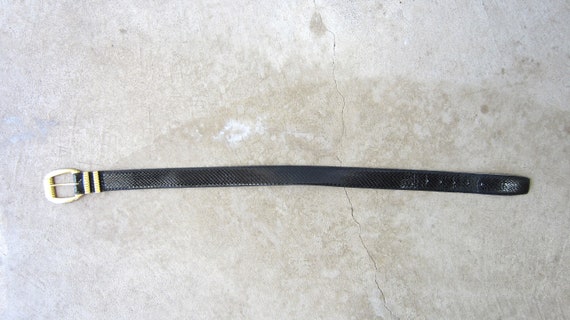 80s Black Real Snake Skin Leather Belt | Vintage … - image 6