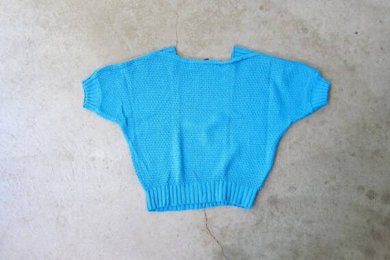 80s Blue Knit Sweater Tee | SILK Blend Sweater To… - image 4