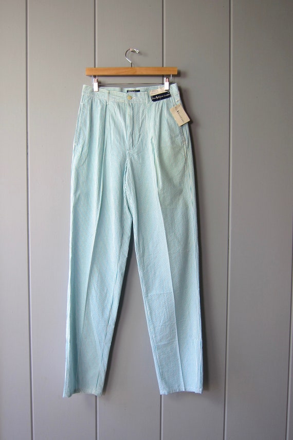 90s Ralph Lauren POLO Trousers | Seersucker Striped Modern 90s Ralph Lauren POLO Trousers | Seersucker Striped Modern