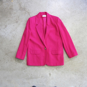 80s Vintage Pink Wool Blazer: Women&#39;s Medium, Padded Shoulders