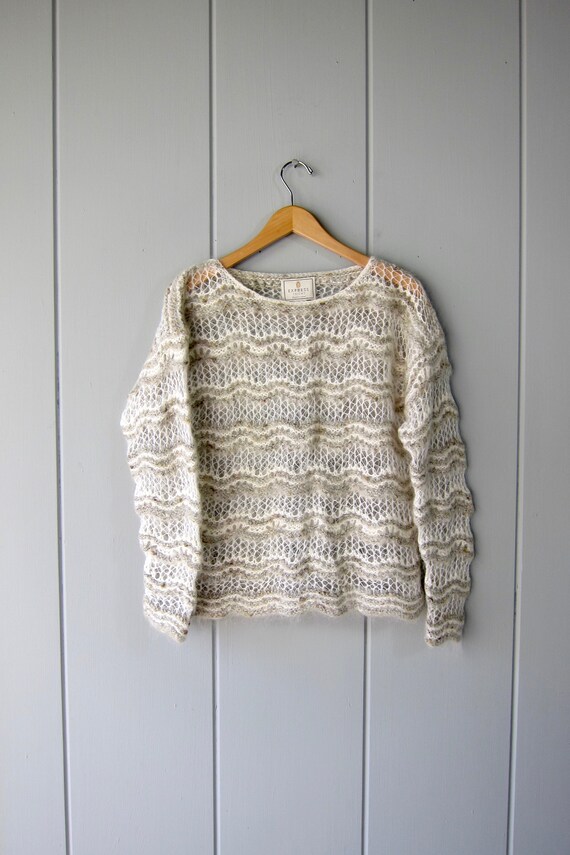 90s Hand Knitted Sweater | Soft Mohair Blend Swea… - image 1