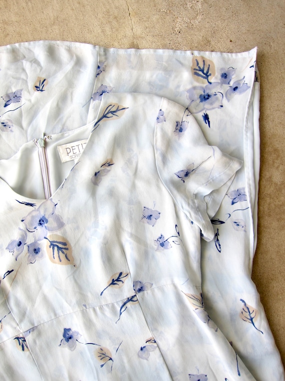 Silk Floral Midi Dress | Minimal Short Sleeve Flo… - image 3