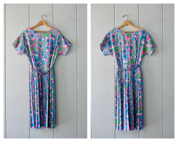 50s Colorful House Day Dress | Flower Print Crepe… - image 2