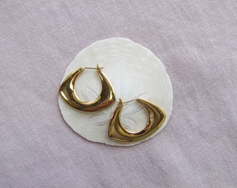 Golden Hoop Earrings | 90s Thick Hoops | Modern Minimal Jewelry