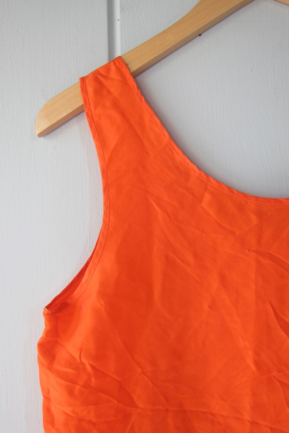 80s Vivid Orange Silk Tank | Minimal Sleeveless T… - image 3