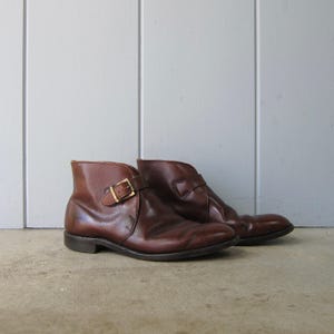 70s Brown Leather Buckle Chukka Boots - Vintage Men display picture 3