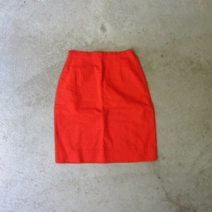 60s Orange Mini Skirt: Vintage High Waist Mod Pencil Skirt