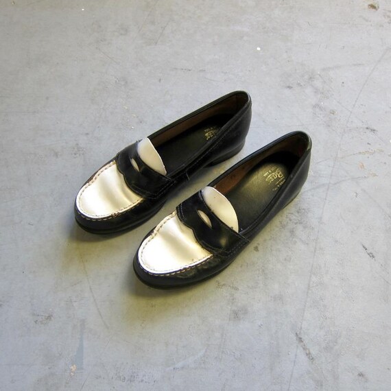 Black White Leather Loafers Modern Penny Loafer Slip Ons