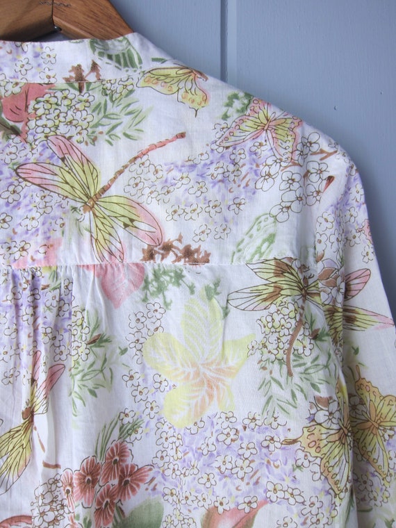 80s Butterfly Print Blouse | Vintage Floral Shirt… - image 6