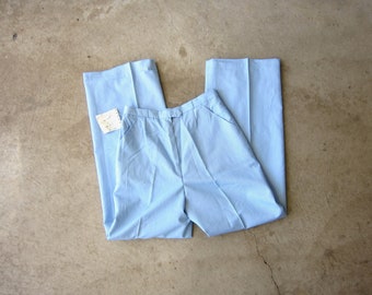 80s Blassport Blue Pinstriped Trousers | High Waist Modern Relaxed Pants | Straight & Wide Leg Menswear Pants - Deadstock Vintage CJ