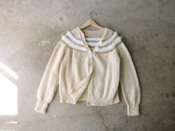 60s Mohair & Angora Cardigan Sweater | Hand Knit … - image 1