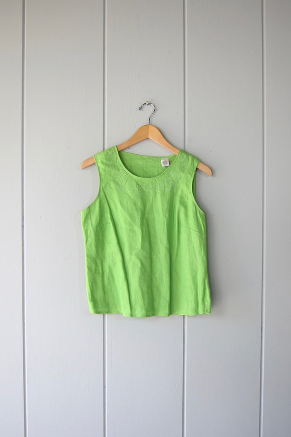 Boxy Linen Tank Top | Laura Ashley Lime Green Slee