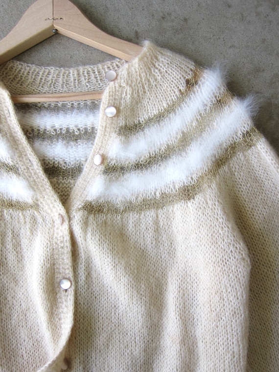 60s Mohair & Angora Cardigan Sweater | Hand Knit … - image 2
