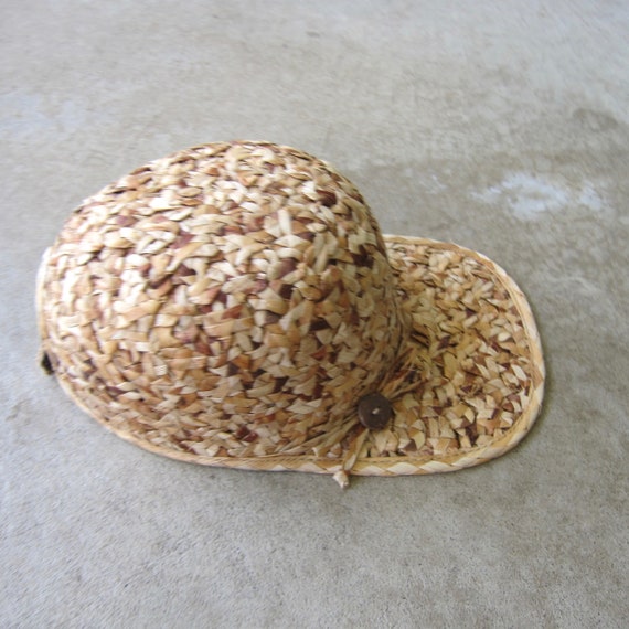 90s Woven Straw Ball Hat | Straw Market Chore Hat… - image 5