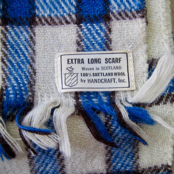 70s Checkered Wool Scarf | Extra Long Neck Scarf … - image 2