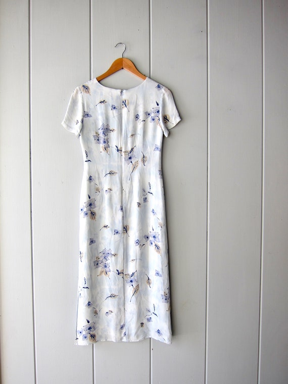 Silk Floral Midi Dress | Minimal Short Sleeve Flo… - image 8