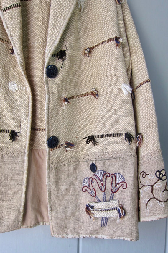 90s Oversized Textile Jacket | Woven Linen Cotton… - image 7