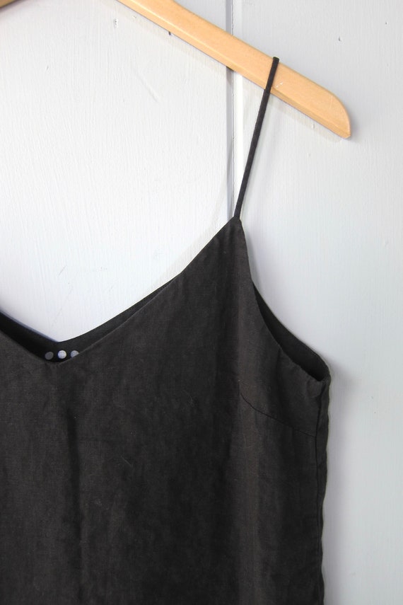 Black Linen Tank Top | Modern Spaghetti Strap Sle… - image 5