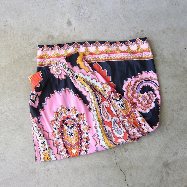 70s Bohemian maxi skirt | Colorful Vintage 1970s Gypsy Peasant Skirt | High Waist WRAP Boho Skirt