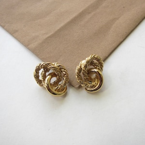 1980s Thick Gold Earrings Vintage 80s Modern Gold Studs