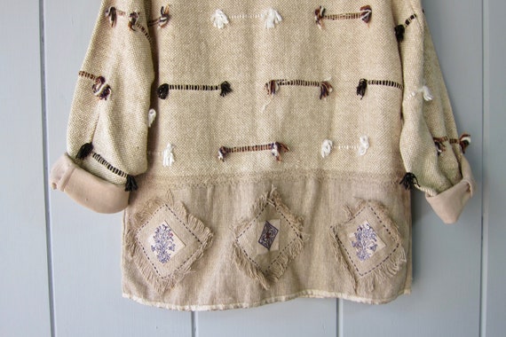 90s Oversized Textile Jacket | Woven Linen Cotton… - image 5