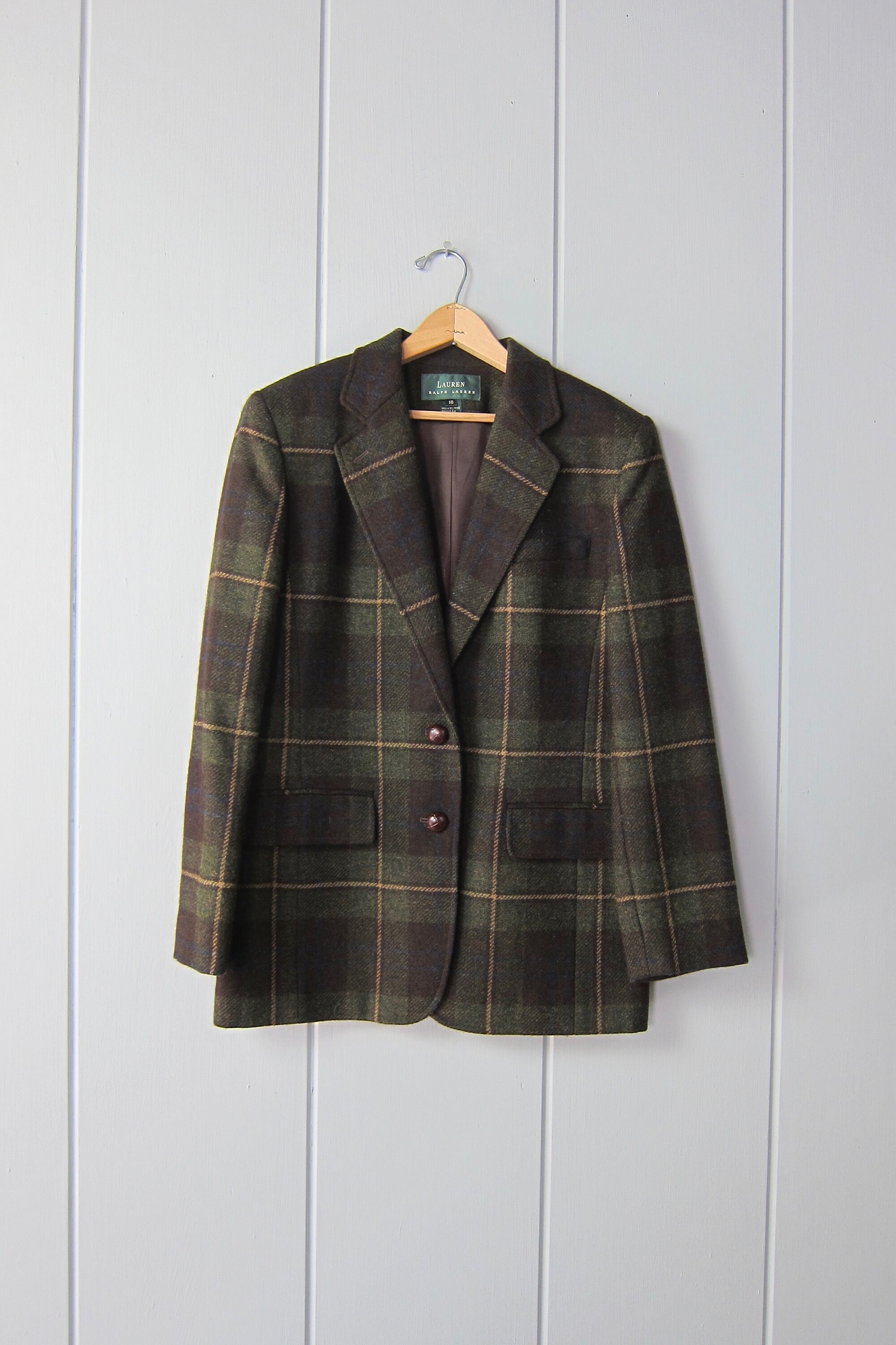 90s Plaid Wool Blazer | Vintage Ralph Lauren Wool Blazer
