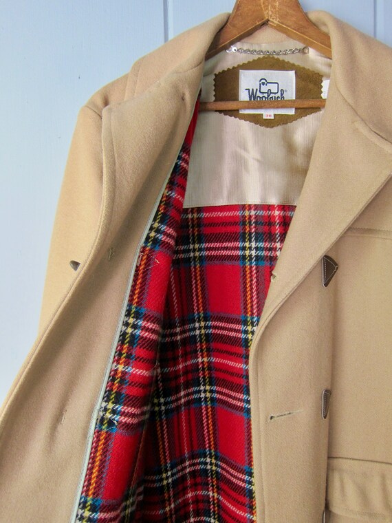 80s Tan Wool Parka Coat Heavy Winter Woolrich Toggl… Gem