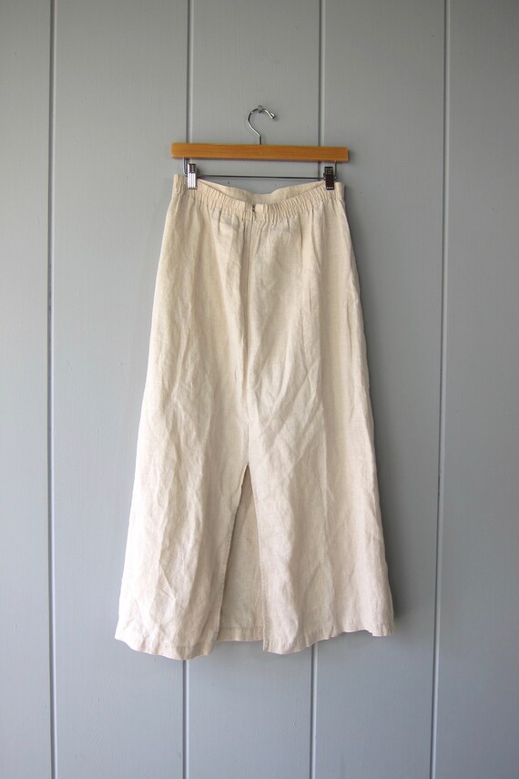 Natural Linen Midi Skirt | Vintage 90s Long Linen… - image 5