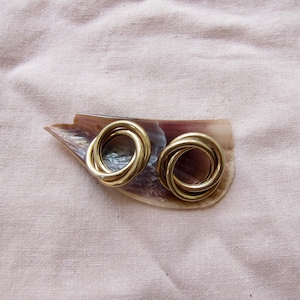 90s Golden Post Earrings | Vintage Large Gold Hoops | 90s Chunky Gold Earrings | Modern Minimal Jewelry